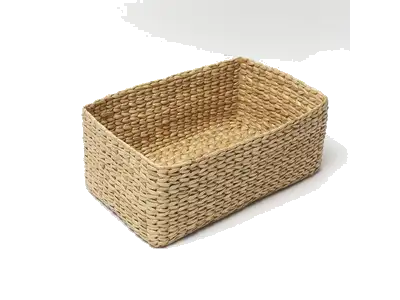Habere India Rectangular Beige Cane or Bamboo Storage Basket, Medium